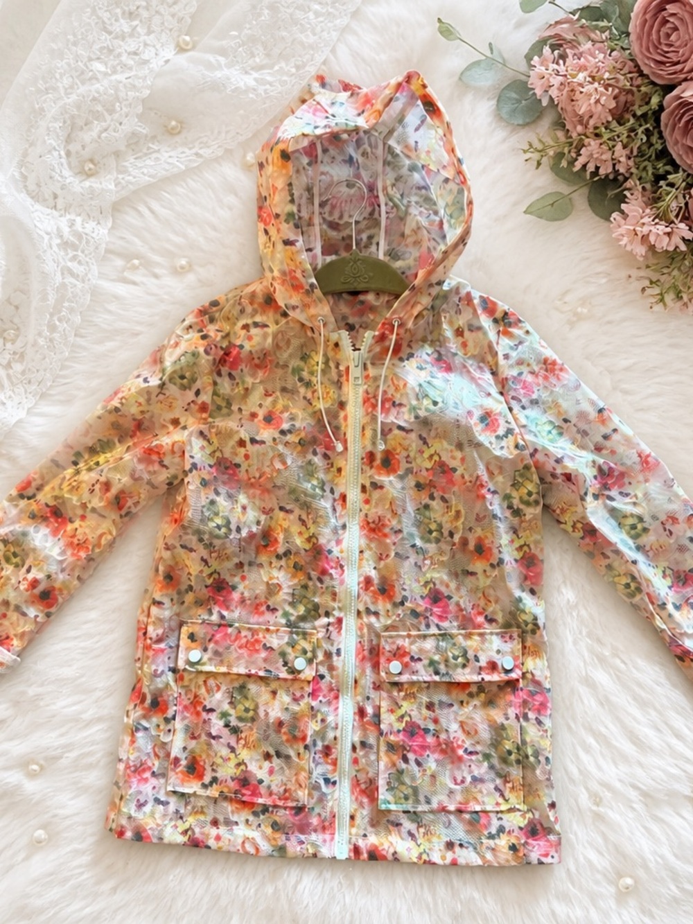 Topshop Floral Rain Jacket - Picture 3 of 7